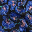 Carolina Herrera Metallic Blue, Green and Black Poppies Polyester and Nylon Brocade