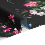 Carolina Herrera Italian Black, Red and Blue Floral Polyester Twill