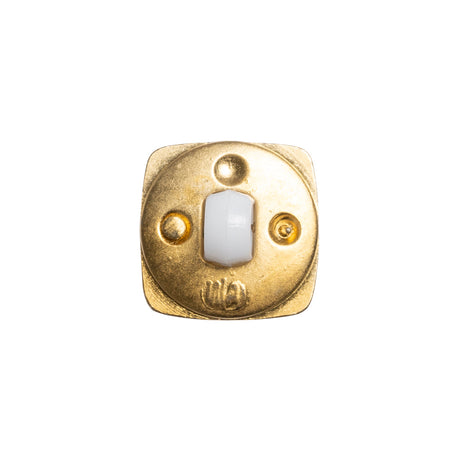 Square Plastic Shank Back Button - White and Metallic Gold Faux Stone - 24L/15mm
