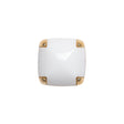 Square Plastic Shank Back Button - White and Metallic Gold Faux Stone - 24L/15mm