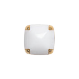 Square Plastic Shank Back Button - White and Metallic Gold Faux Stone - 24L/15mm