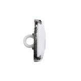 Rectangular Plastic Shank Back Button - White and Metallic Silver Faceted - 36L/23mm