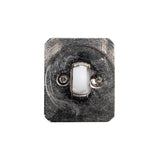 Rectangular Plastic Shank Back Button - White and Metallic Silver Faceted - 36L/23mm