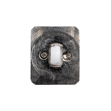 Rectangular Plastic Shank Back Button - White and Metallic Silver Faceted - 36L/23mm