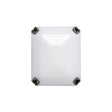 Rectangular Plastic Shank Back Button - White and Metallic Silver Faceted - 36L/23mm