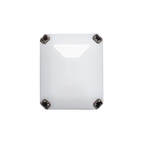 Rectangular Plastic Shank Back Button - White and Metallic Silver Faceted - 36L/23mm