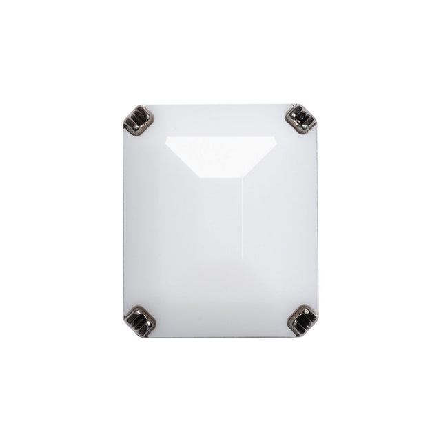 Rectangular Plastic Shank Back Button - White and Metallic Silver Faceted - 36L/23mm