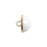 Domed Plastic Shank Back Button - White and Metallic Gold Faceted - 24L/15mm