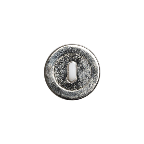 Domed Plastic Shank Back Button - White and Metallic Silver Faceted - 24L/15mm