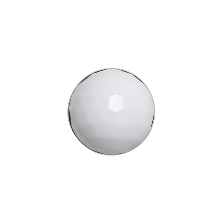 Domed Plastic Shank Back Button - White and Metallic Silver Faceted - 24L/15mm