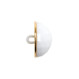 Domed Plastic Shank Back Button - White and Metallic Gold Faceted - 32L/20mm