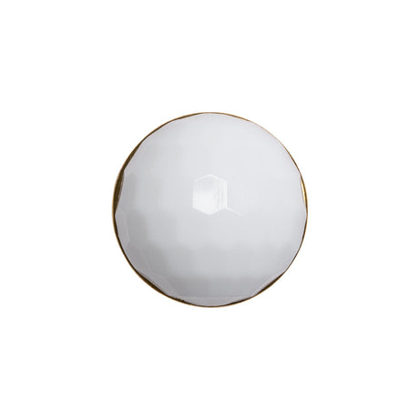 Domed Plastic Shank Back Button - White and Metallic Gold Faceted - 32L/20mm