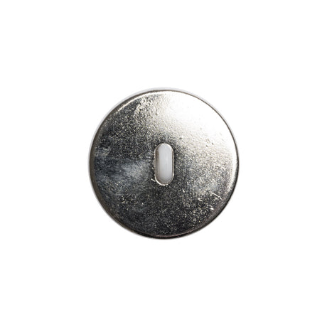 Domed Plastic Shank Back Button - White and Metallic Silver Faceted - 32L/20mm