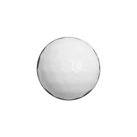 Domed Plastic Shank Back Button - White and Metallic Silver Faceted - 32L/20mm