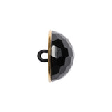 Domed Plastic Shank Back Button - Black and Metallic Gold Faceted - 32L/20mm