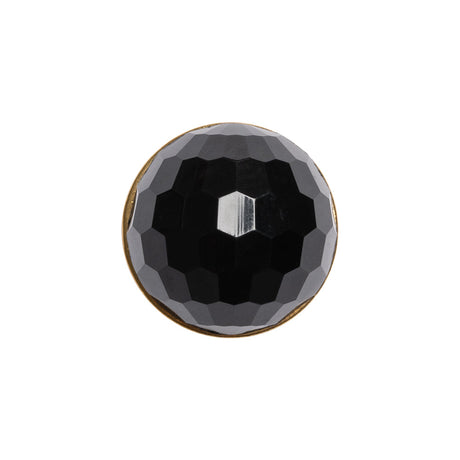 Domed Plastic Shank Back Button - Black and Metallic Gold Faceted - 32L/20mm