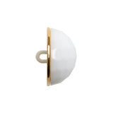 Domed Plastic Shank Back Button - White and Metallic Gold Faceted - 36L/23mm