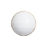 Domed Plastic Shank Back Button - White and Metallic Gold Faceted - 36L/23mm