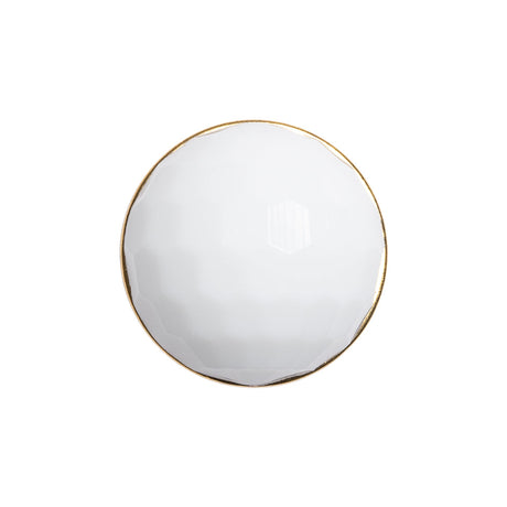 Domed Plastic Shank Back Button - White and Metallic Gold Faceted - 36L/23mm