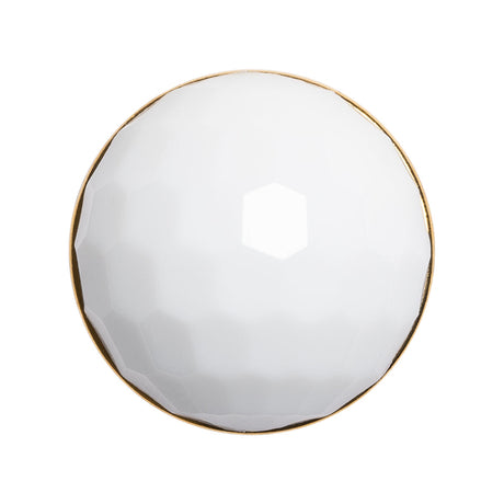 Domed Plastic Shank Back Button - White and Metallic Gold Faceted - 44L/28mm
