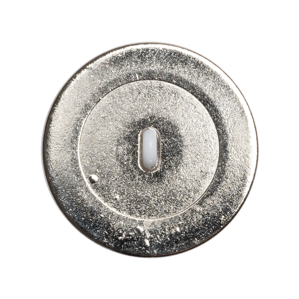 Domed Plastic Shank Back Button - White and Metallic Silver Faceted - 44L/28mm