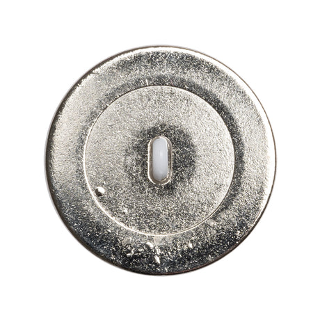 Domed Plastic Shank Back Button - White and Metallic Silver Faceted - 44L/28mm
