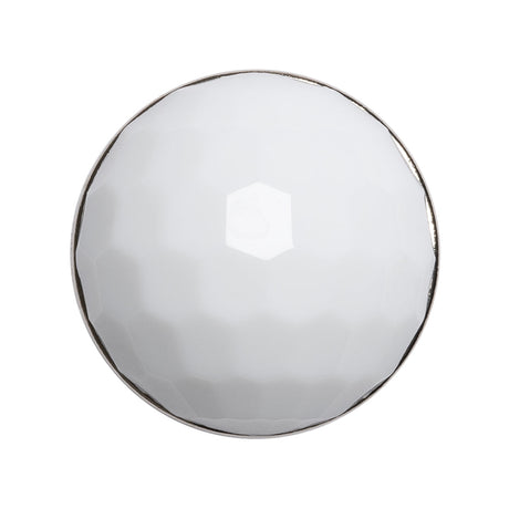 Domed Plastic Shank Back Button - White and Metallic Silver Faceted - 44L/28mm
