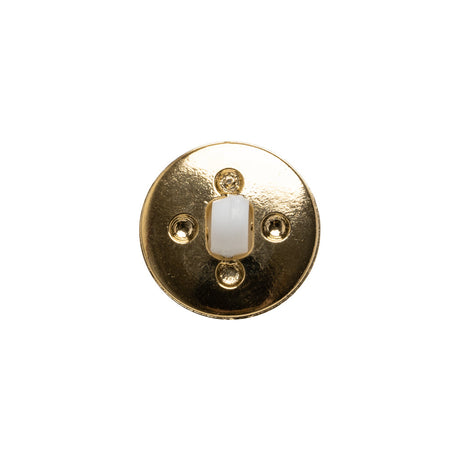 Plastic Shank Back Button - White and Metallic Gold Faceted Half Dome - 24L/15mm