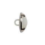 Plastic Shank Back Button - Semi-Translucent White and Metallic Silver Faceted Half Dome - 30L/19mm