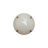 Plastic Shank Back Button - Semi-Translucent White and Metallic Silver Faceted Half Dome - 30L/19mm