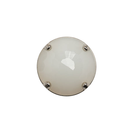 Plastic Shank Back Button - Semi-Translucent White and Metallic Silver Faceted Half Dome - 30L/19mm