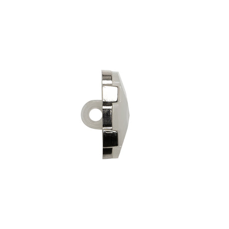 Plastic Shank Back Button - Semi-Translucent White and Metallic Silver Faceted Rounded Rectangle - 24L/15mm
