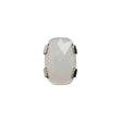 Plastic Shank Back Button - Semi-Translucent White and Metallic Silver Faceted Rounded Rectangle - 24L/15mm