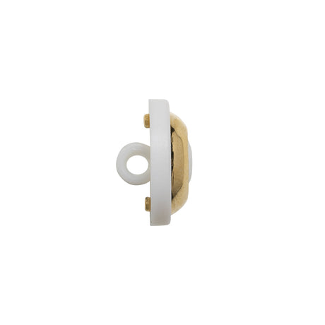 2-Piece Plastic Shank Back Button - White and Gold - 24L/15mm