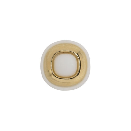 2-Piece Plastic Shank Back Button - White and Gold - 24L/15mm