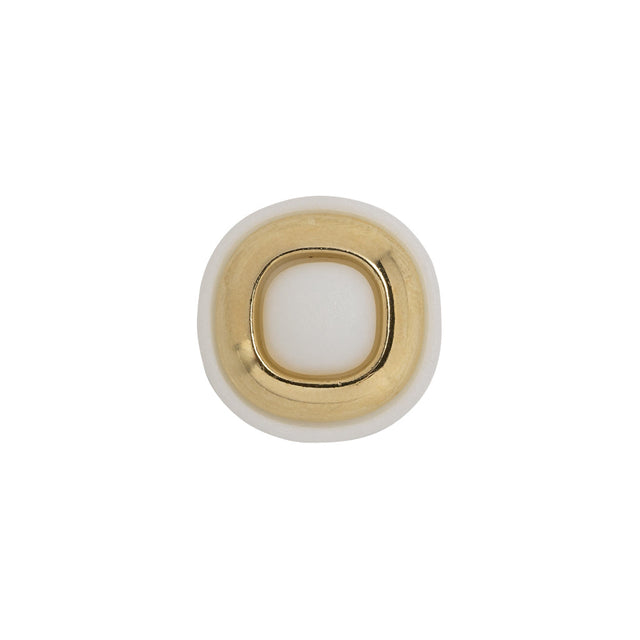 2-Piece Plastic Shank Back Button - White and Gold - 24L/15mm