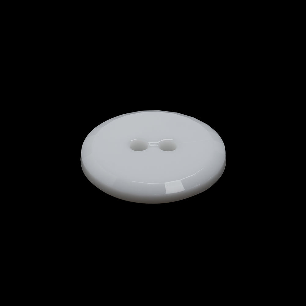 Flat Plastic 2-Hole Button - White Faceted Rim - 32L/20mm