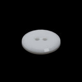 Flat Plastic 2-Hole Button - White Faceted Rim - 32L/20mm