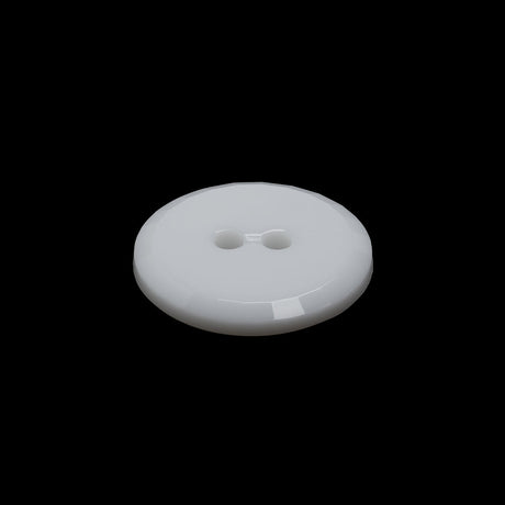 Flat Plastic 2-Hole Button - White Faceted Rim - 32L/20mm