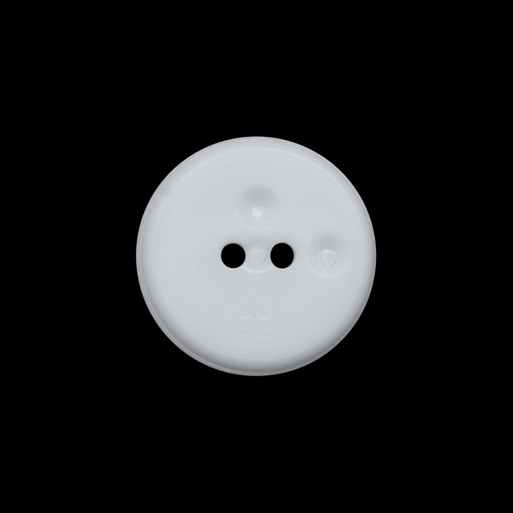 Flat Plastic 2-Hole Button - White Faceted Rim - 32L/20mm