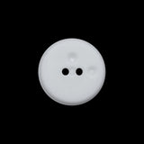 Flat Plastic 2-Hole Button - White Faceted Rim - 32L/20mm