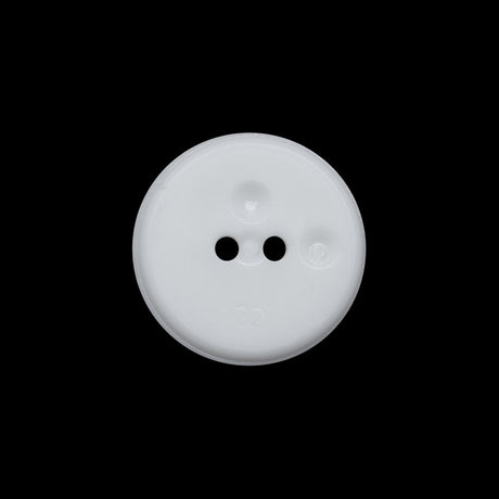 Flat Plastic 2-Hole Button - White Faceted Rim - 32L/20mm