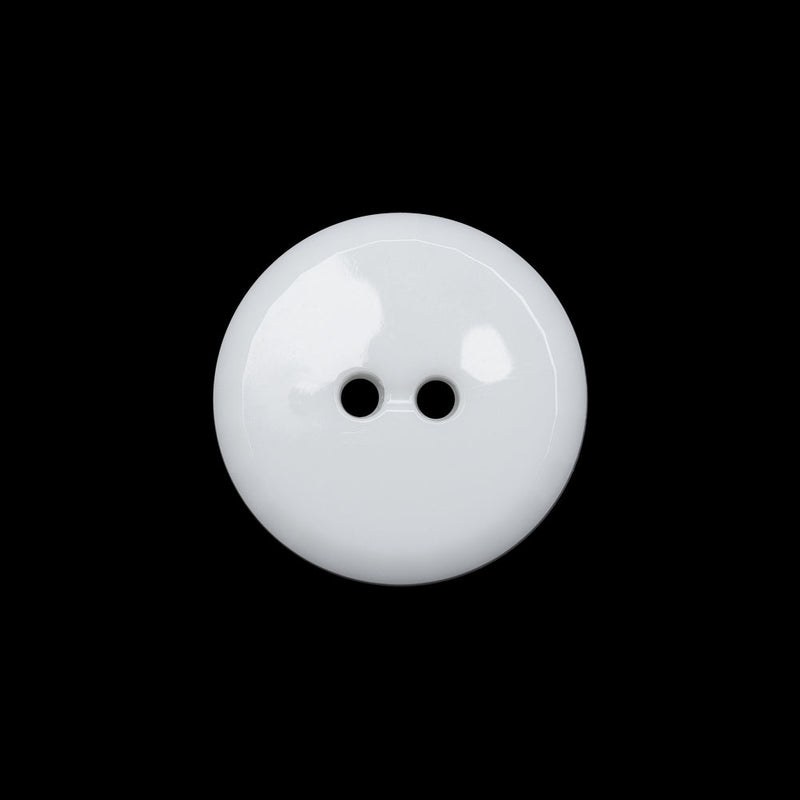 Flat Plastic 2-Hole Button - White Faceted Rim - 32L/20mm