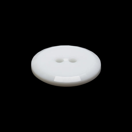 Flat Plastic 2-Hole Button - White Faceted Rim - 36L/23mm