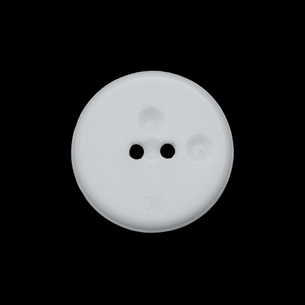 Flat Plastic 2-Hole Button - White Faceted Rim - 36L/23mm