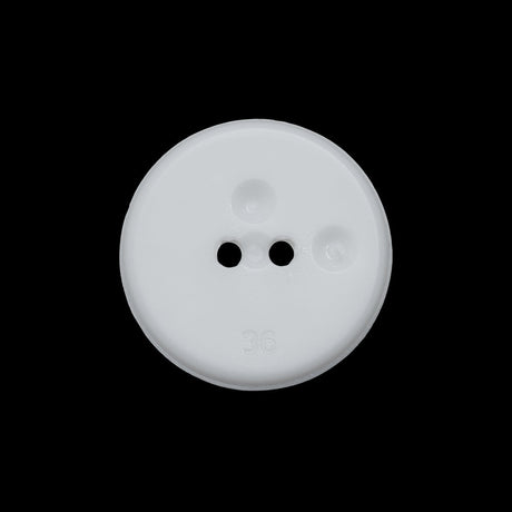 Flat Plastic 2-Hole Button - White Faceted Rim - 36L/23mm