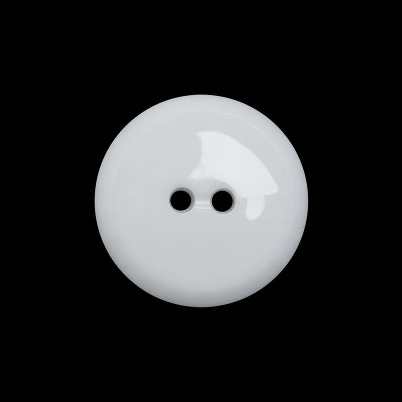 Flat Plastic 2-Hole Button - White Faceted Rim - 36L/23mm