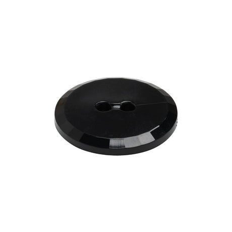 Flat Plastic 2-Hole Button - Black Faceted Rim - 36L/23mm