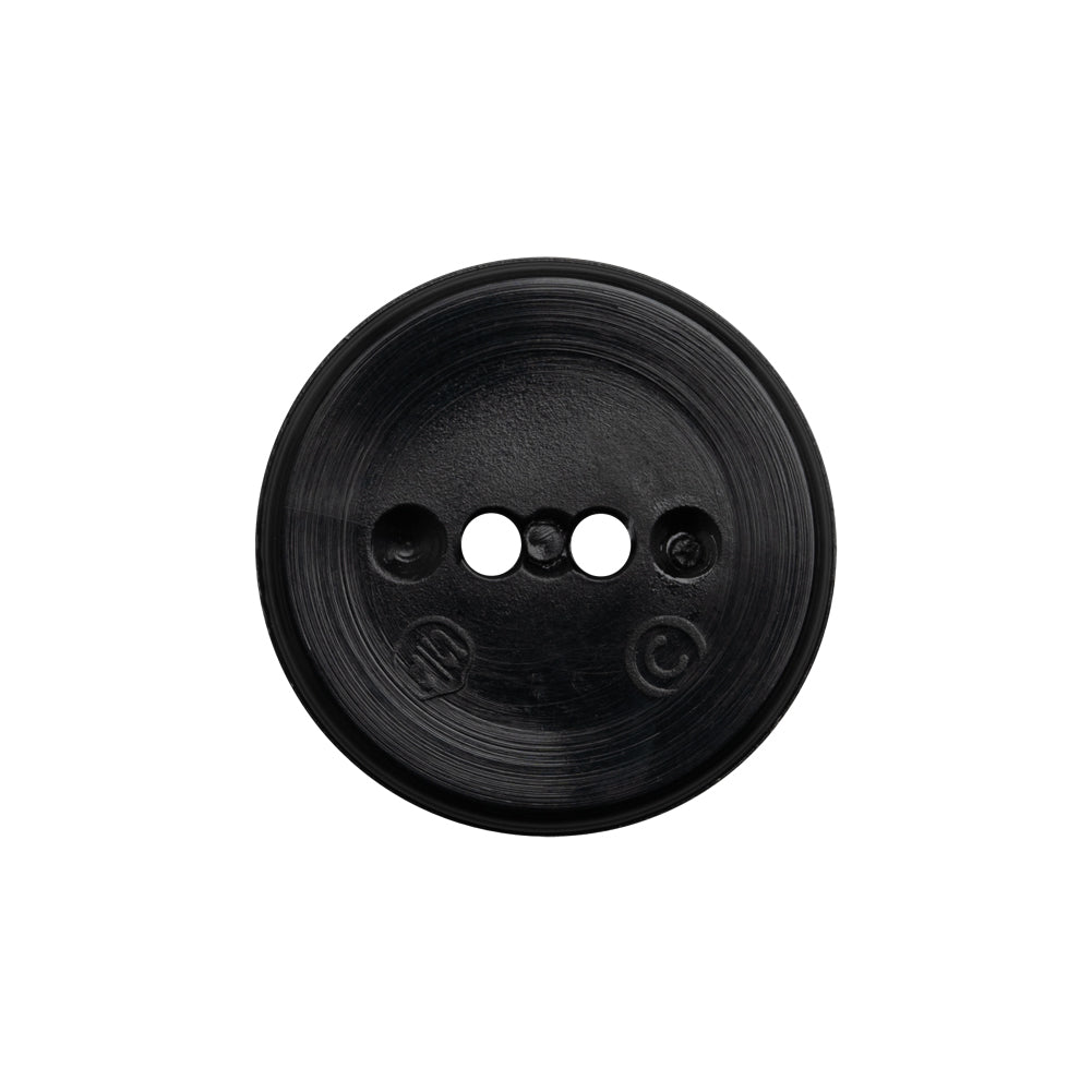 Flat Plastic 2-Hole Button - Black Faceted Rim - 36L/23mm