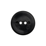 Flat Plastic 2-Hole Button - Black Faceted Rim - 36L/23mm